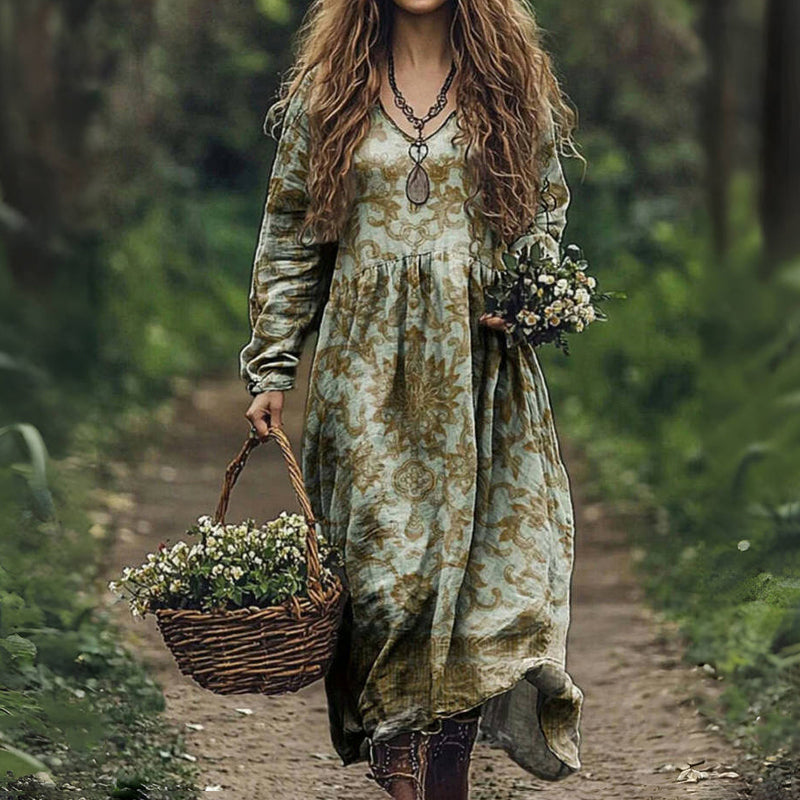 Vintage Ethnic Print Dress