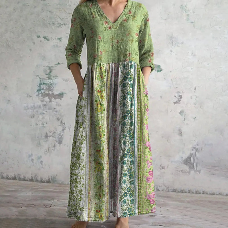 Vintage Floral Print Dress