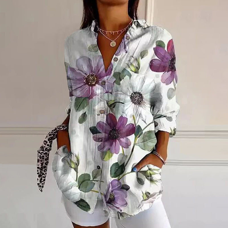 Vintage Floral Print Blouse
