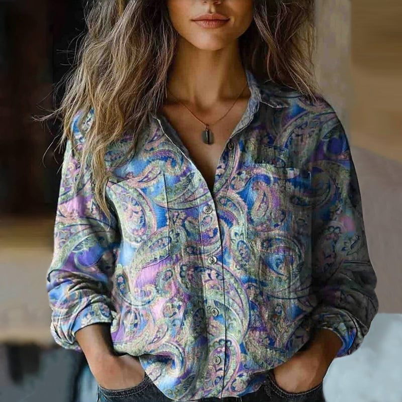 Vintage Etnische Print Blouse