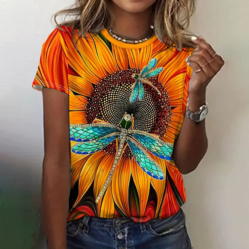 Cartoon Grafische Dames T-shirts Causale Top Met Korte Mouwen Womenimitation Katoen Tees Oversized Vrouwelijke Kleding Dames Zomer Tees