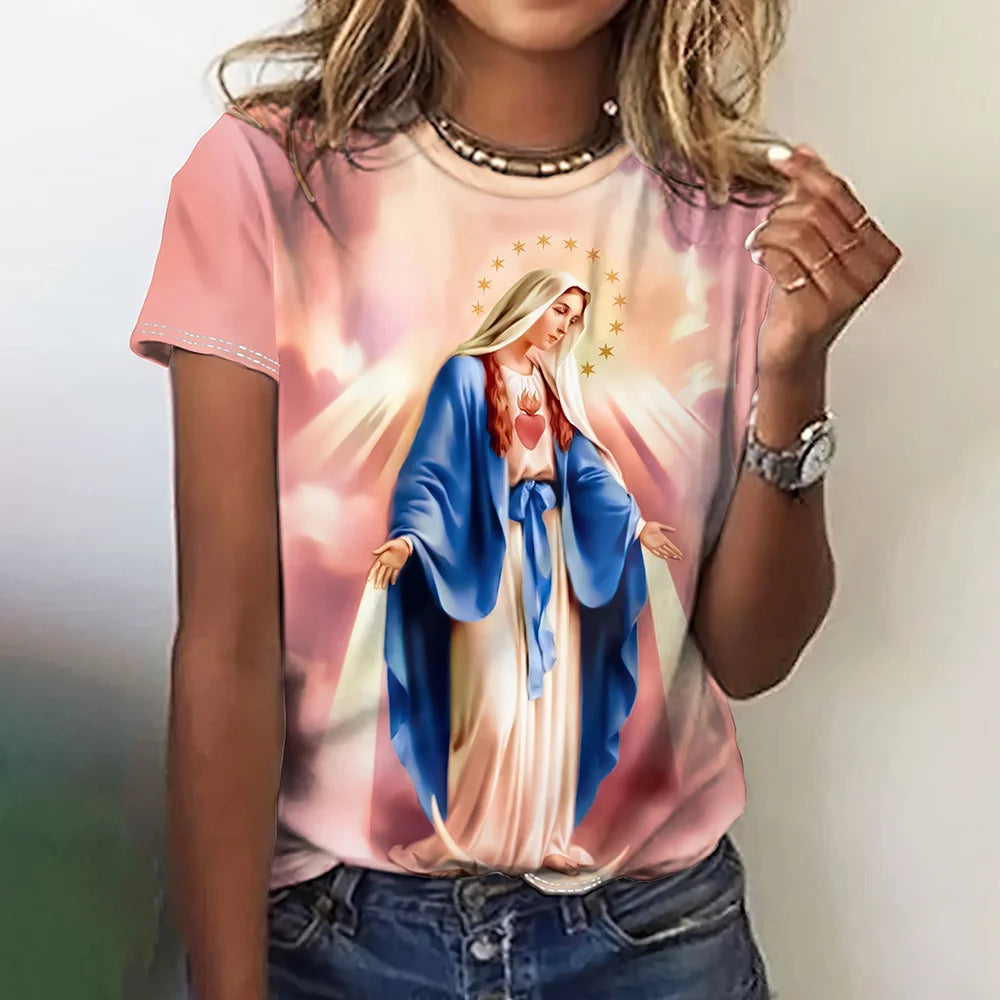 Cartoon Grafische Dames T-shirts Causale Top Met Korte Mouwen Womenimitation Katoen Tees Oversized Vrouwelijke Kleding Dames Zomer Tees