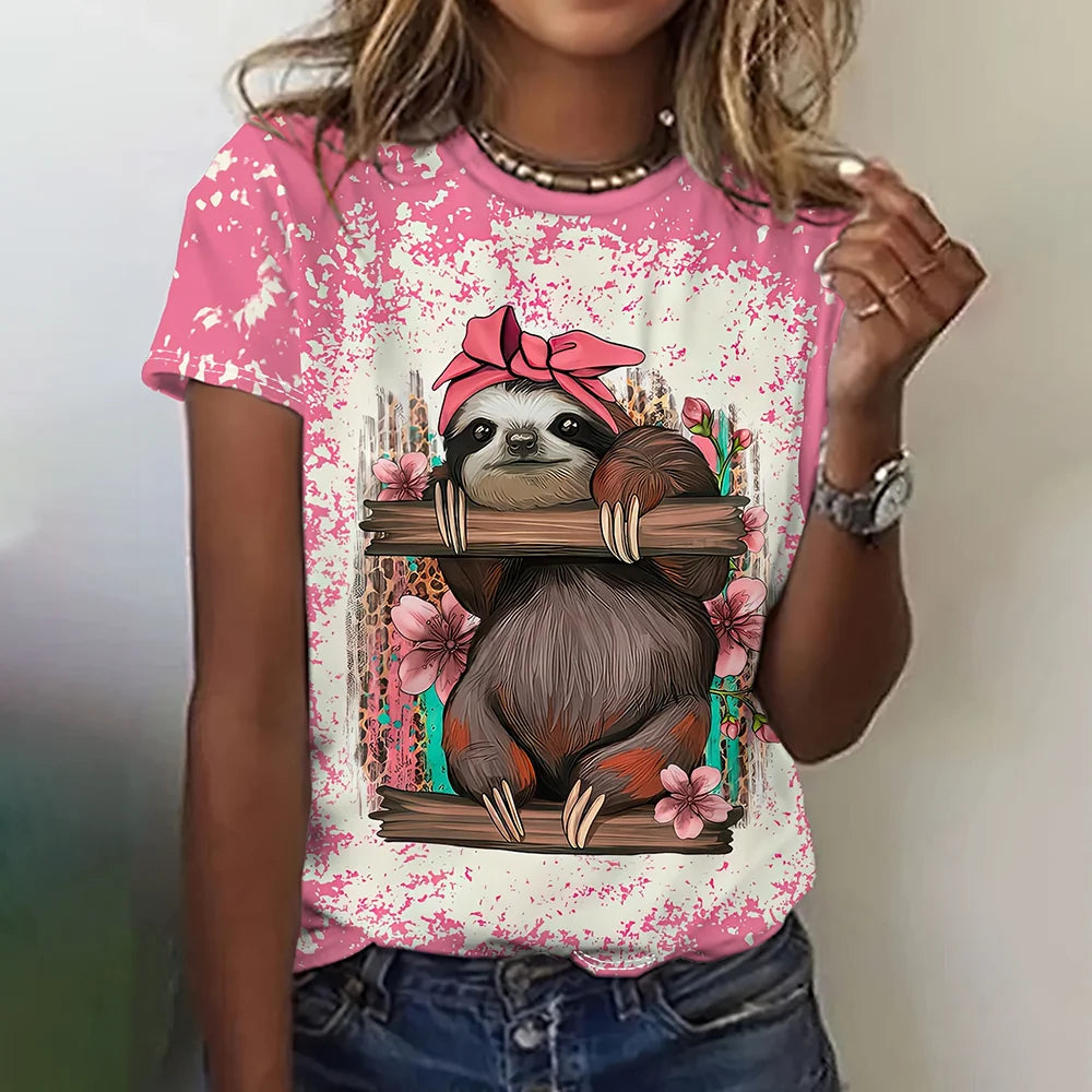 Cartoon Grafische Dames T-shirts Causale Top Met Korte Mouwen Womenimitation Katoen Tees Oversized Vrouwelijke Kleding Dames Zomer Tees