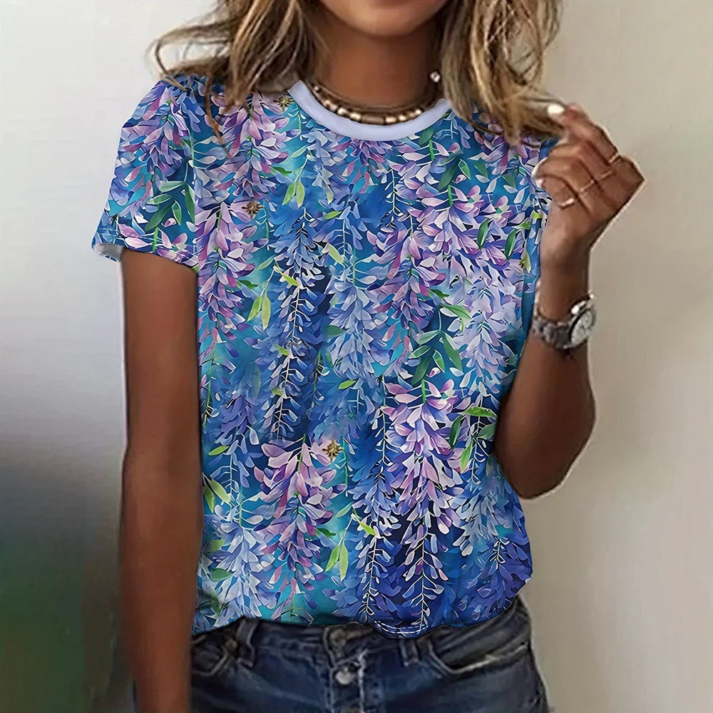 Cartoon Grafische Dames T-shirts Causale Top Met Korte Mouwen Womenimitation Katoen Tees Oversized Vrouwelijke Kleding Dames Zomer Tees