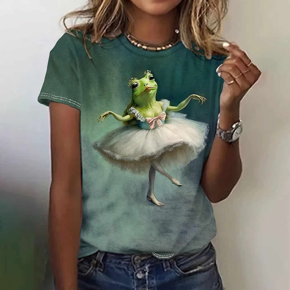 Cartoon Grafische Dames T-shirts Causale Top Met Korte Mouwen Womenimitation Katoen Tees Oversized Vrouwelijke Kleding Dames Zomer Tees