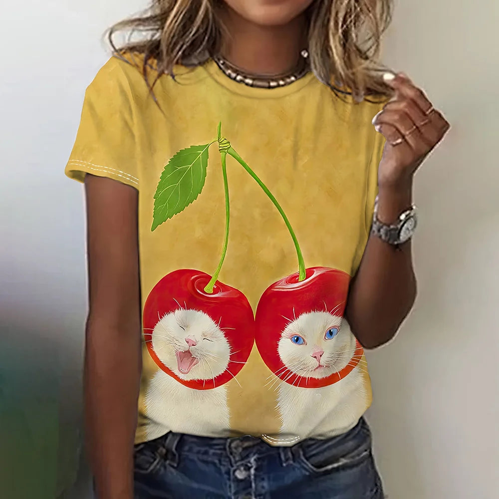 Cartoon Grafische Dames T-shirts Causale Top Met Korte Mouwen Womenimitation Katoen Tees Oversized Vrouwelijke Kleding Dames Zomer Tees