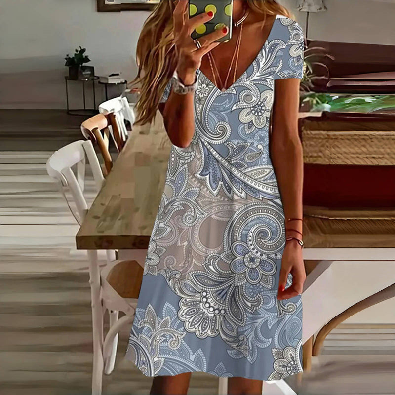 Vintage Abstract Print Dress