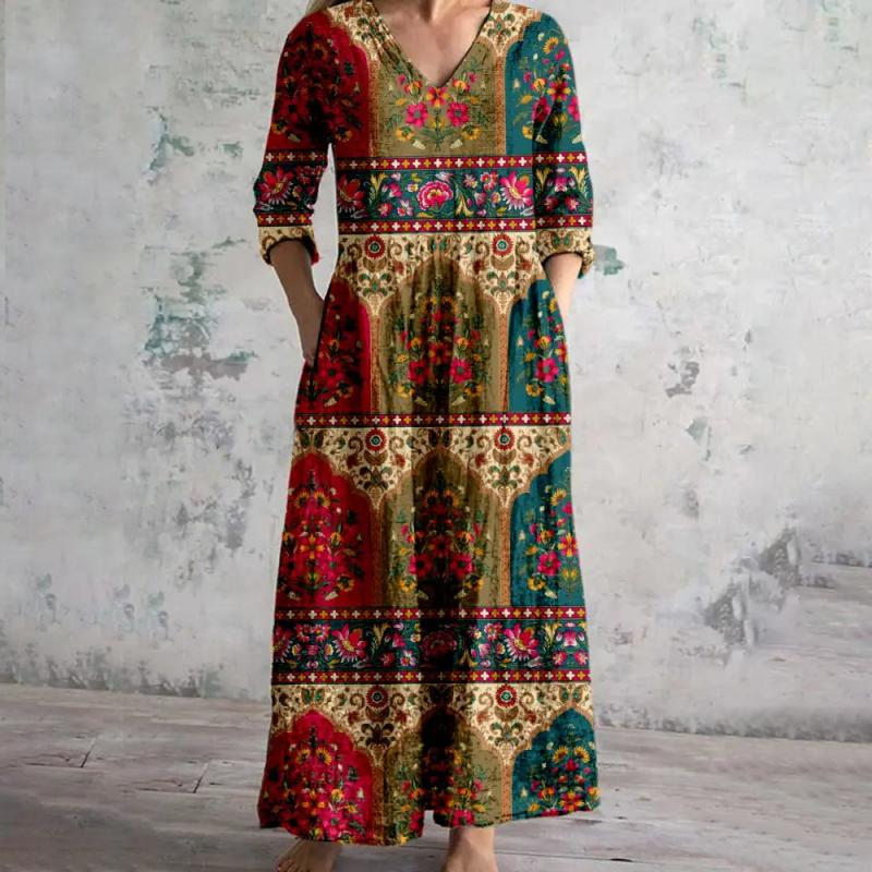 Vintage Floral Print Dress