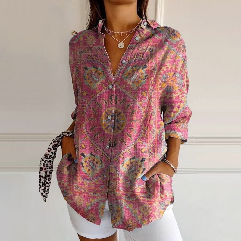 Vintage Ethnic Print Blouse